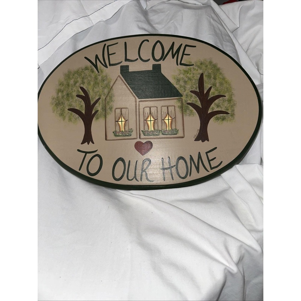 Hand Painted And Signed‎ Welcome To Our Home 1995 Plaque